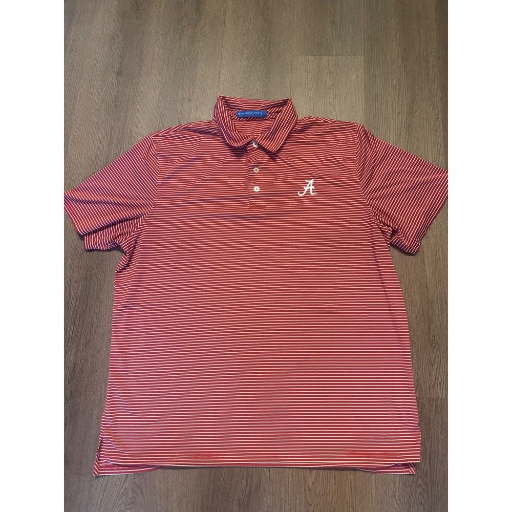 Southern Tide Alabama Crimson Tide Polo Shirt Mens XXL Red White Striped Bama